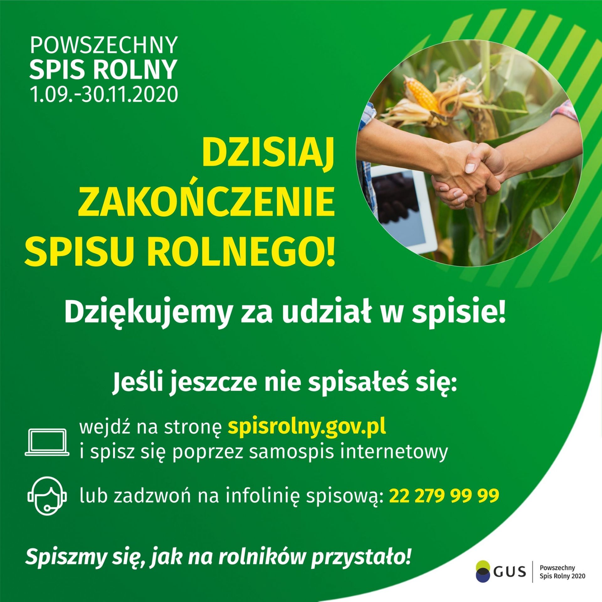 plakat informujący o zakończeniu spisu rolnego